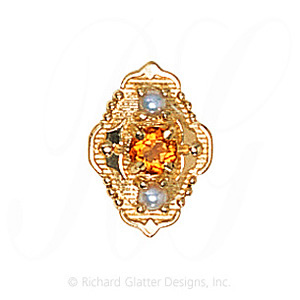 GS511 CIT/PL - 14 Karat Gold Slide with Citrine center and Pearl accents 